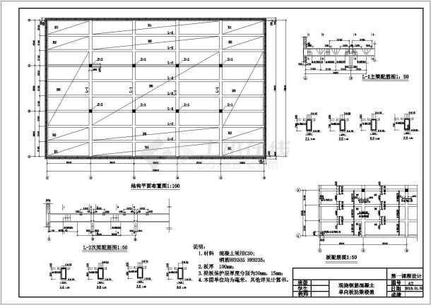 现浇钢筋混凝土水池顶盖单向板肋梁楼盖课程设计-图一