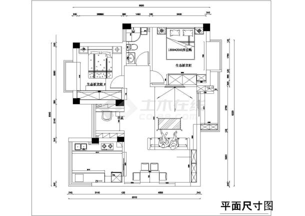 清新田园地中海混搭风格两居室装修室内设计施工cad图（附效果图）-图二