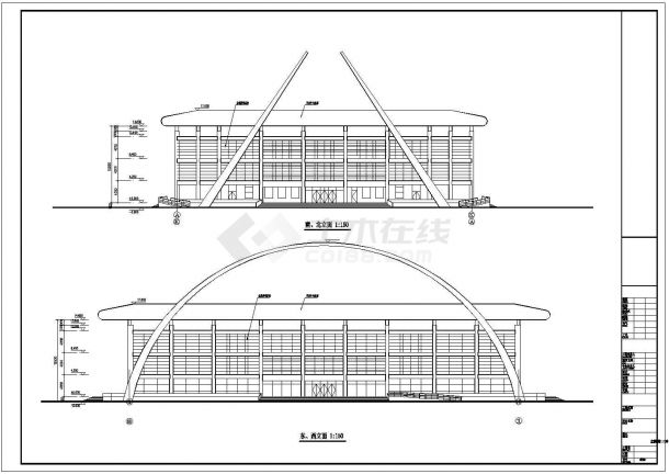 【河南】大型体育中心网球场建筑施工图-图二