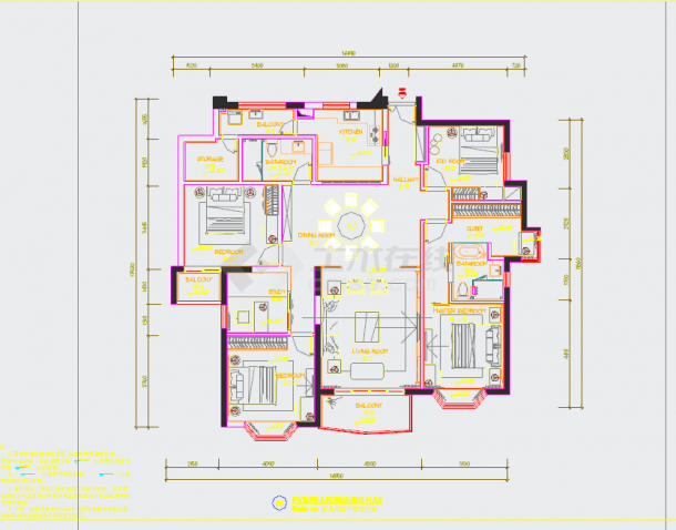 【广州】名师设计精品新中式风格五居室样板间装修施工cad图（附效果图）-图一