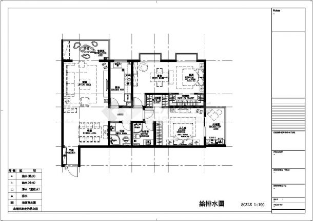 精致简约现代风格三居室样板间装修施工CAD图（附效果图）-图二