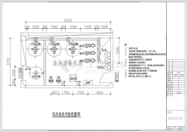 某工程10*25米顺流式泳池设计施工图纸-图二