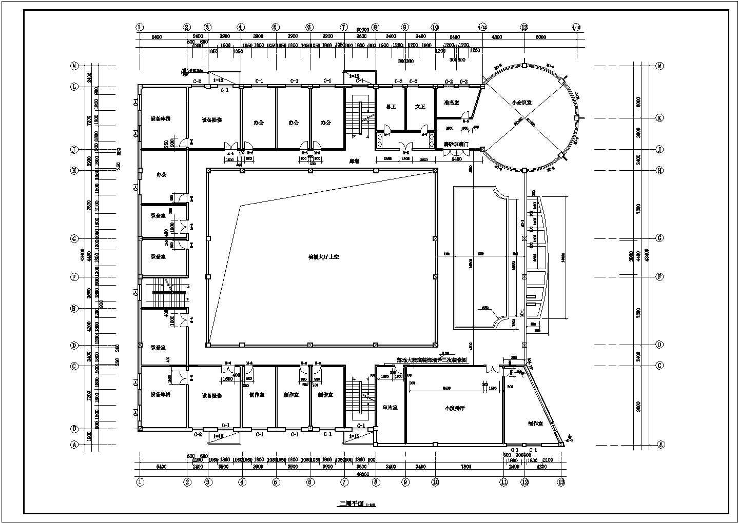 某地4层钢结构综合演播厅建筑设计方案图