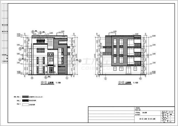 某地四层框架结构别墅建筑设计施工图-图二