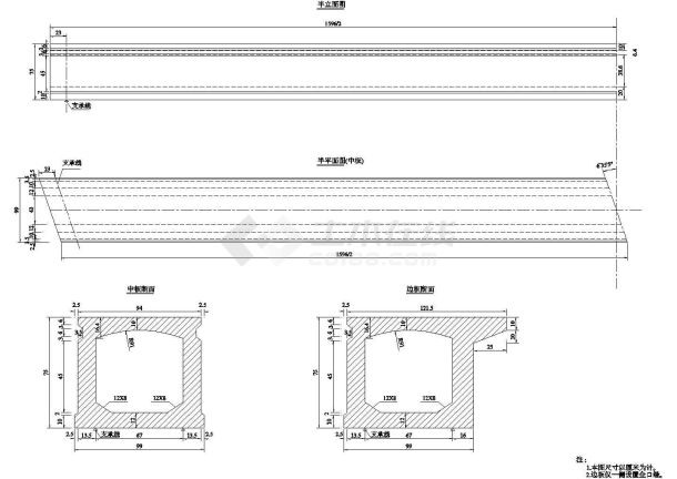 16m先张法预应力混凝土空心桥板节点设计cad图-图一