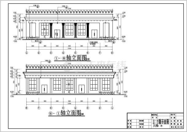 某地区单层框架结构会堂建筑方案图-图一