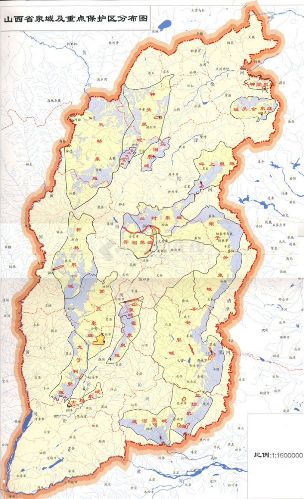 山西省全省岩溶泉域及重点保护区分布图（非cad图纸）-图一