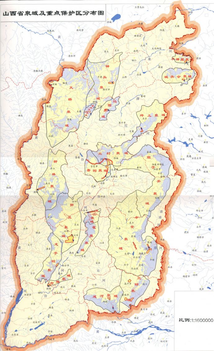 山西省全省岩溶泉域及重点保护区分布图（非cad图纸）_图1