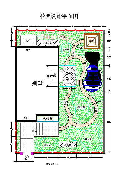 某私家别墅花园设计（效果图和平面图）-图二