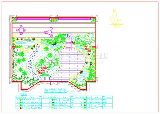 某屋顶花园景观设计cad图-图二
