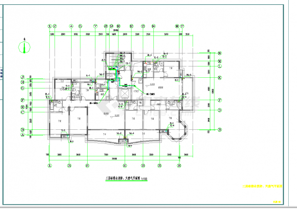 河南高档住宅小区给排水消防及天然气系统施工图CAD图纸-图二