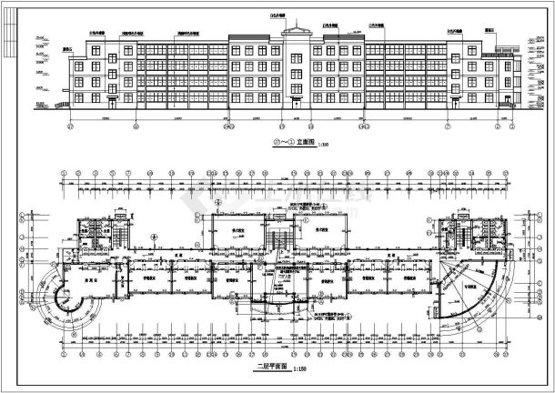 某地区四层楼学校建筑设计施工图纸-图二