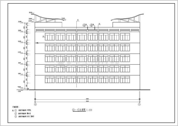 石狮市五层框架结构小学科技综合楼建筑设计施工图-图一