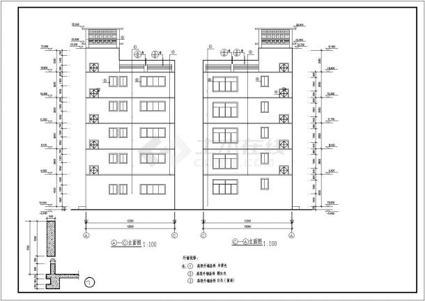 石狮市五层框架结构小学科技综合楼建筑设计施工图-图二
