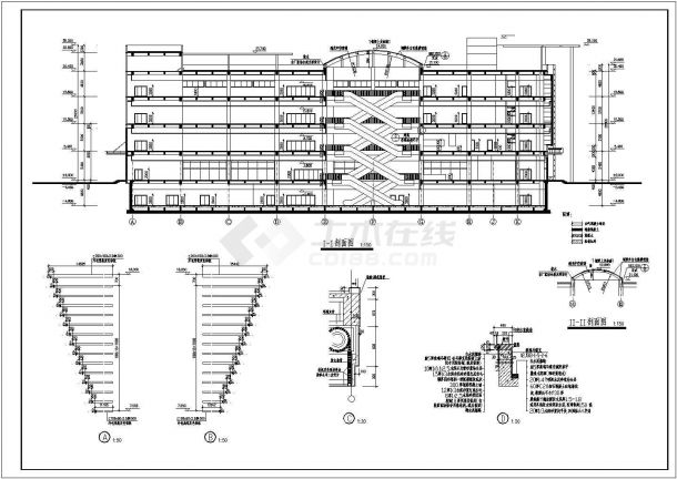 某地四层框架结构家居商场建筑设计施工图-图一