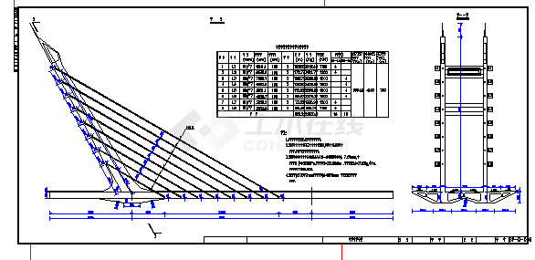 66m独塔双索面无背索斜拉桥设计图(66张)