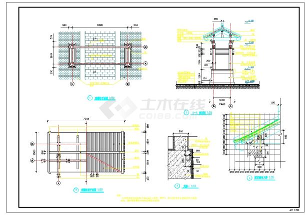 整理多套古建筑古桥、牌坊CAD图纸-图一