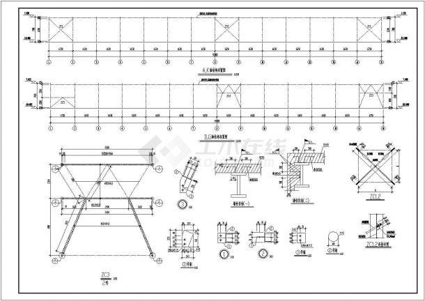 某地区钢结构带夹层车间结构设计施工图-图二