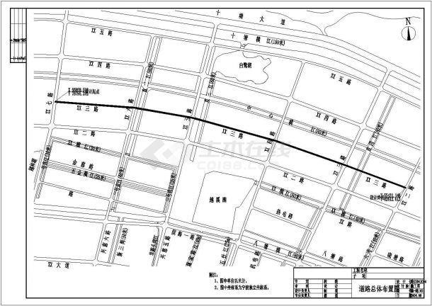 城市次干路双向四车道道路工程CAD设计图-图二