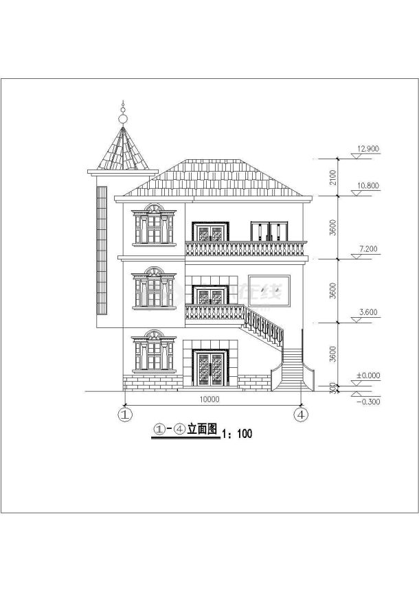 某农村三层框架结构别墅建筑设计方案图-图二