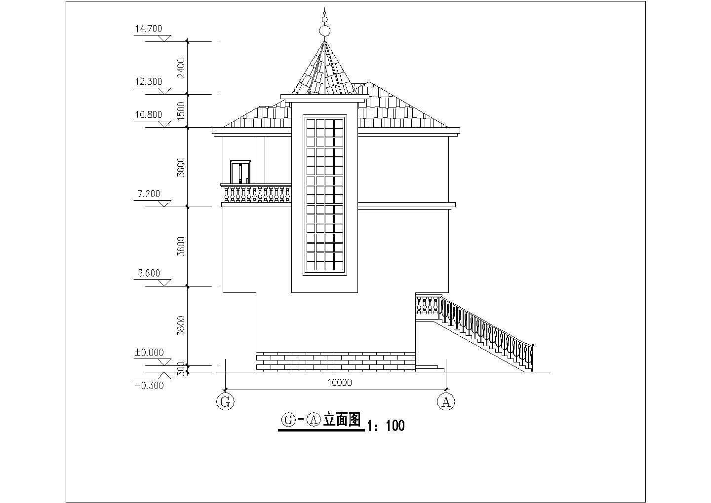 某农村三层框架结构别墅建筑设计方案图