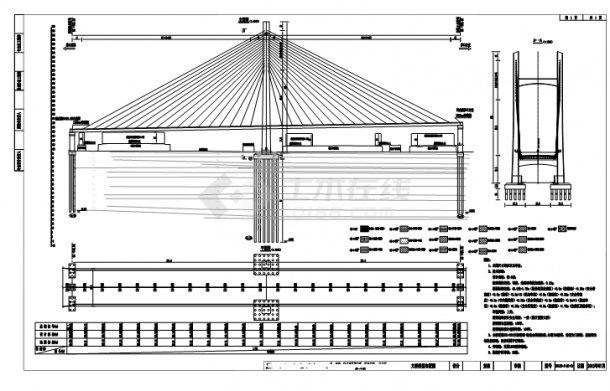 [河南]2015年设计群桩基础H型独塔钢-混凝土结合梁斜拉桥施工图291张（知名大院）-图二