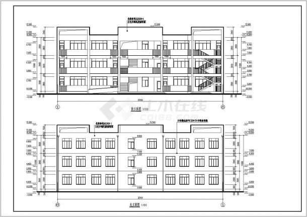 江苏某小学三层框架结构教学楼建筑设计施工图-图一