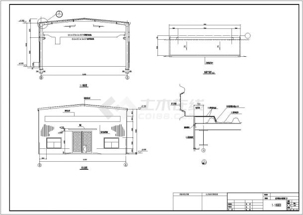 南京某食品厂房单层单跨门式刚架钢结构施工图（含建筑设计）-图二