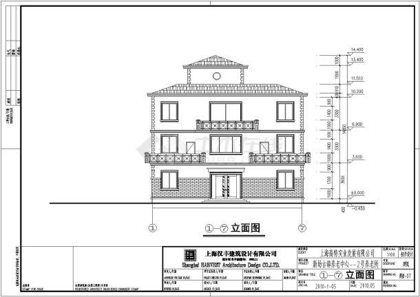 某地三层框架结构别墅建筑设计方案图-图二