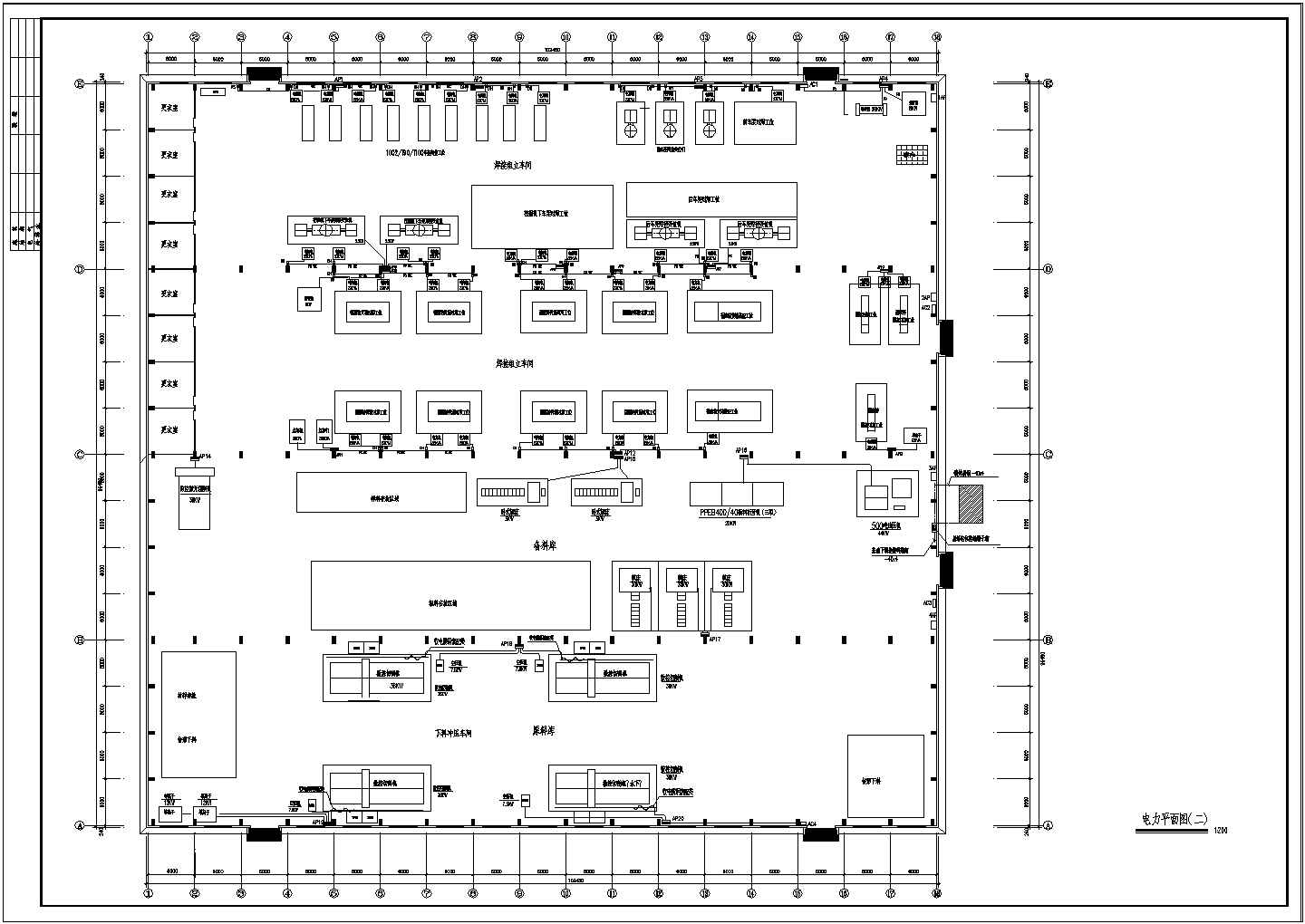 某单层工业厂房建筑电气设计图（共6张）
