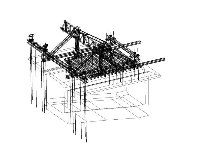 桥梁工程悬臂灌注法施工挂篮三维模型CAD图（4个菱形三角）_图1
