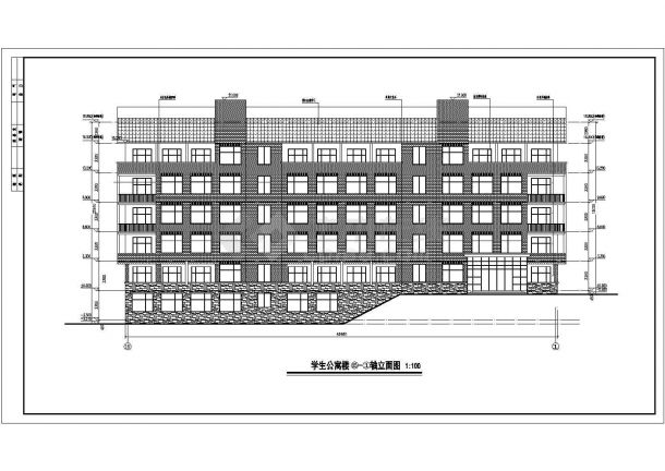 某地五层框架结构宿舍楼建筑设计施工图纸-图二