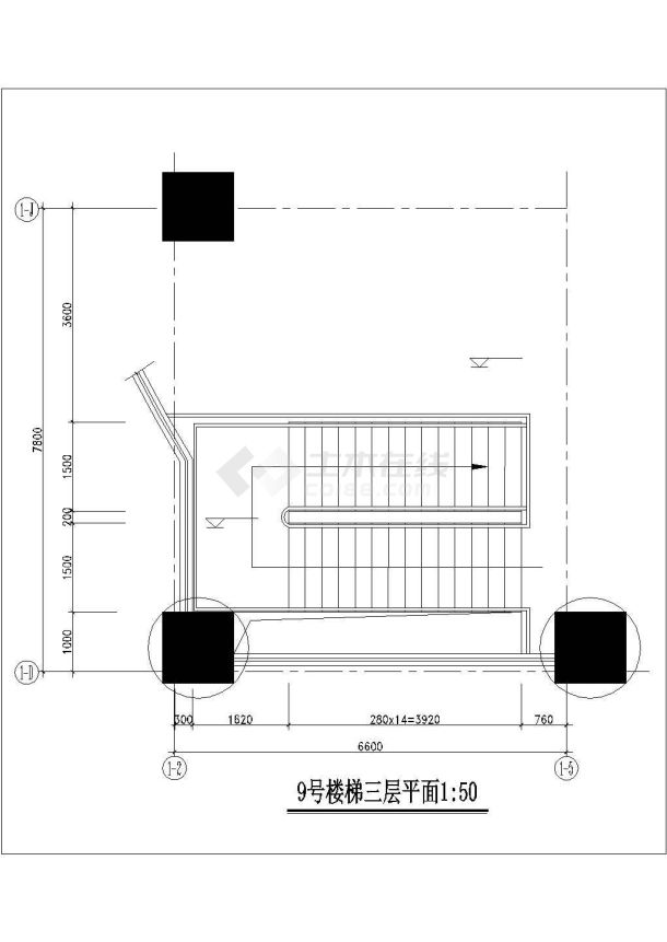 [图块/节点][深圳]某湾畔住宅小区楼群组团-楼梯扶梯大样-图一