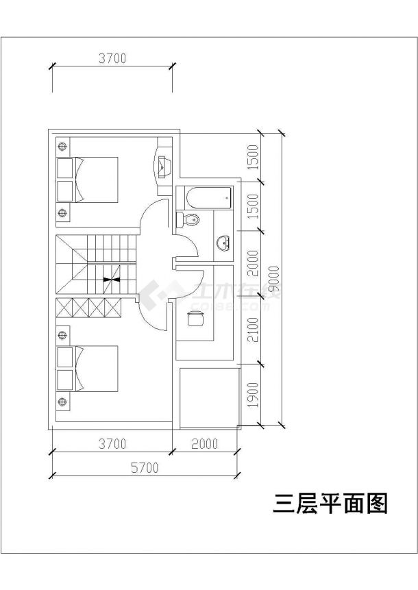[方案]四层独栋别墅有车库户型图(173)-图二