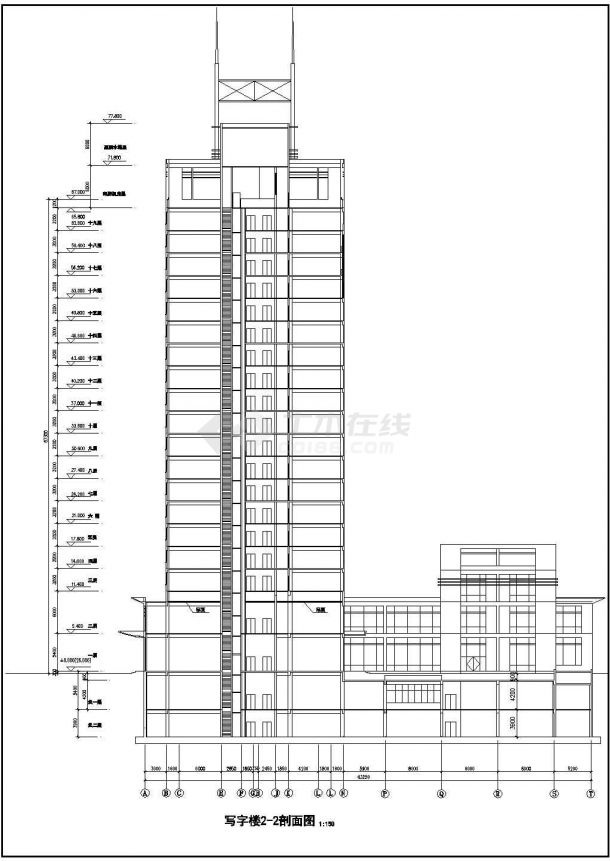 某地19层框架结构办公楼建筑设计方案图-图二