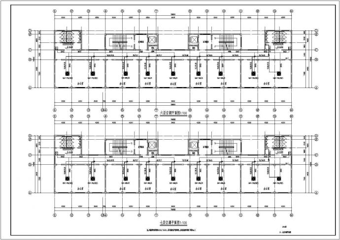 某七层办公楼空调平面cad图_图1