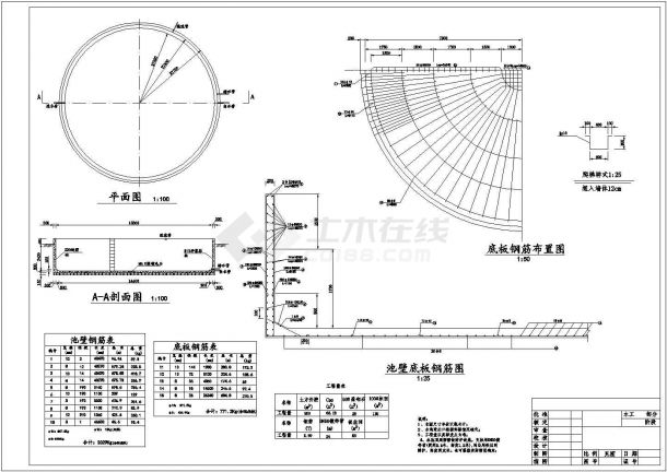 100立方到500立方蓄水池结构钢筋图-图二