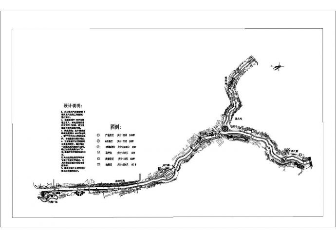 某河道景观建设工程亮化设计总平面图_图1