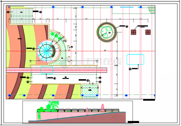 规则式公园景观设计施工CAD平面布置参考图-图一