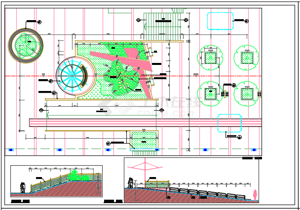 规则式公园景观设计施工CAD平面布置参考图-图二