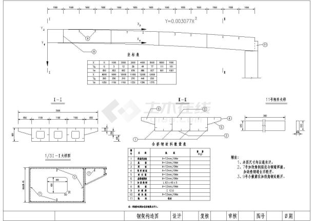 某大学人行天桥cad施工图设计-图一