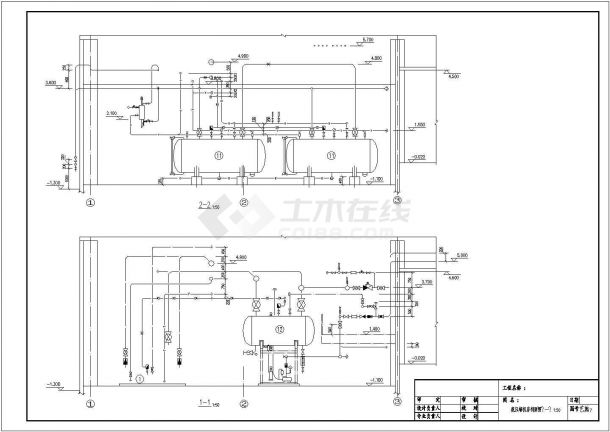 详细的氨制冷系统流程与机房平面CAD参考图-图二