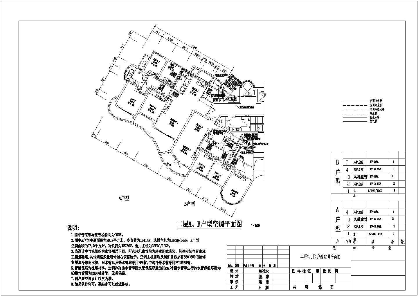 某高层各户型户式中央空调设计图纸