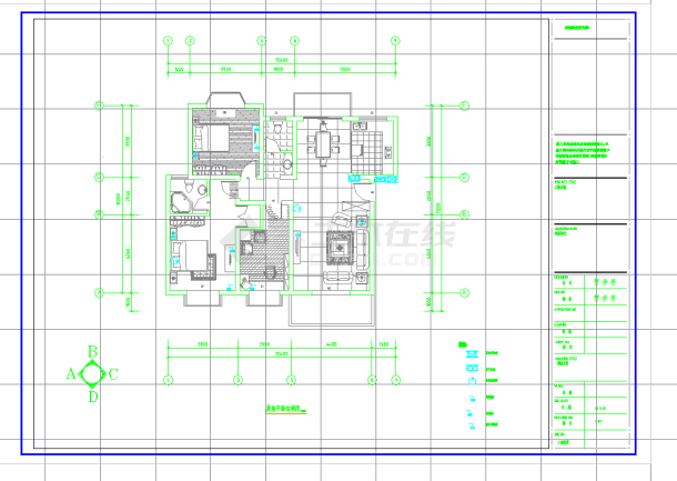某地三室两厅设计方案图CAD图纸-图二