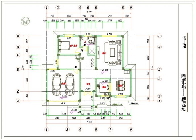 某地区小型私人别墅方案CAD参考图_图1