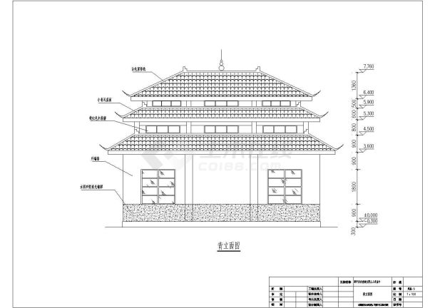 某地4层框架结构佛堂建筑方案设计图-图二