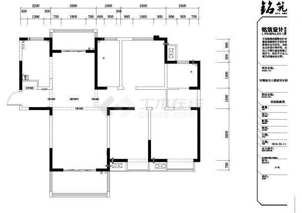 【河南】简约美式风格141平三室两厅住宅装修施工CAD图纸-图一