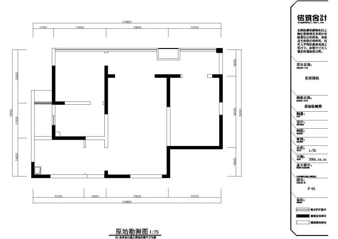 地中海田园风格温馨两室一厅住宅装修施工CAD图纸_图1