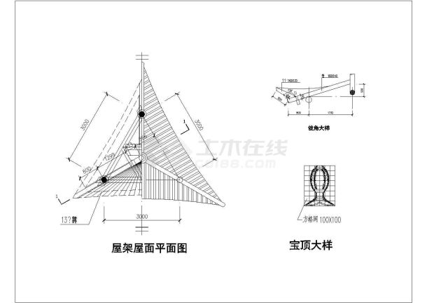 2015年三角、四角、五角、六角、八角亭的施工详图-图一