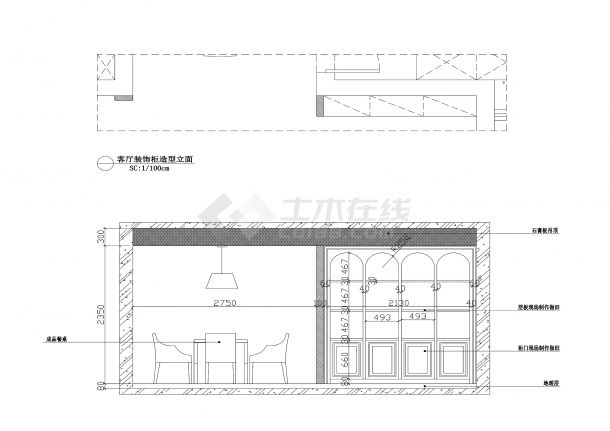 【山东】青岛市同安路丽海馨苑波普风210平复式二层别墅装修CAD图纸-图一